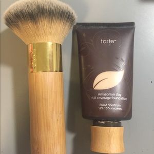 Tarte clay foundation with brush and powder